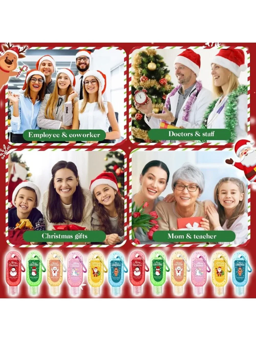 24 Pcs Mini Hand Sanitizer Keychain 1oz - Holiday Party Favors & Gifts